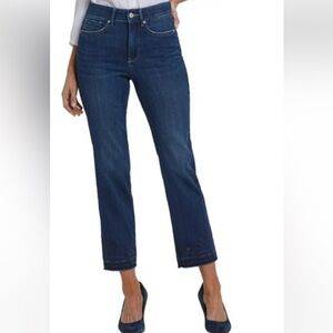 New NYDJ Marilyn Straight Jeans Indigo Blue
Stretch Raw Hem Western 12x26